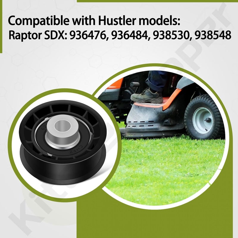 KitchenKipper 604491 Flat Idler Pulley 3/8" x 2" Compatible with Hustler Raptor Big Dog ALPHA604491, 935916, 937755, 938142, 938134, 935858, 938621 - Image 4